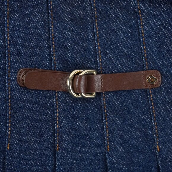 Maje Short Denim Pleated Skirt with Lining in Marine Blue Size 36 (NWT) - Picture 5 of 13